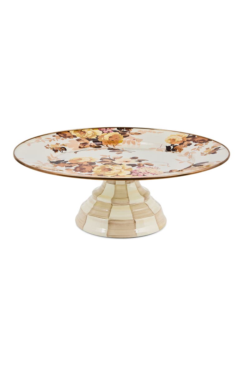 Wild Rose Large Pedestal Platter, Main, color, WHITE