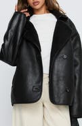 Princess Polly Nunez Faux Shearling Lined Faux Leather Jacket