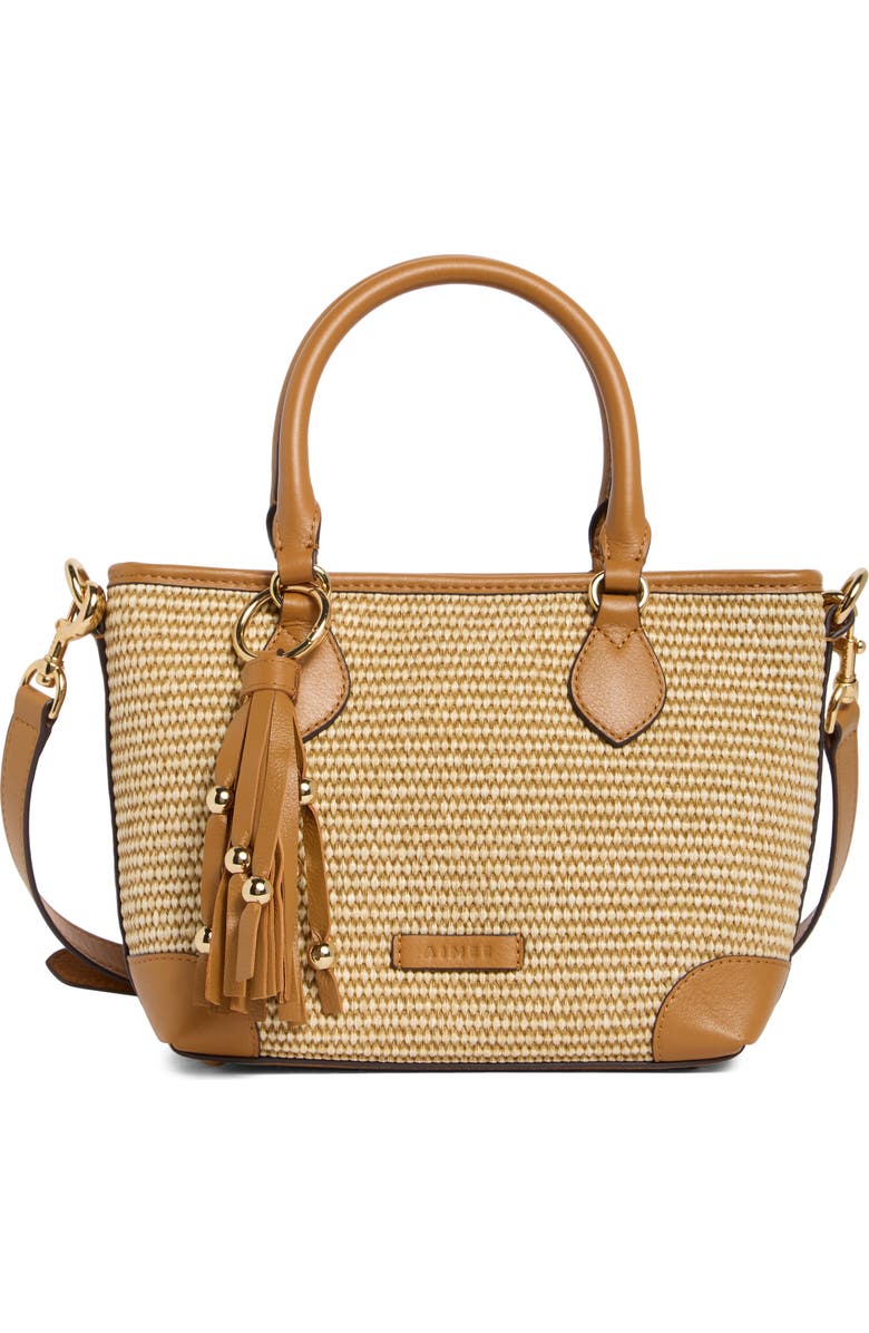AIMEE Ibiza Raffia Mini Tote Handbag, Main, color, Raffia Latte