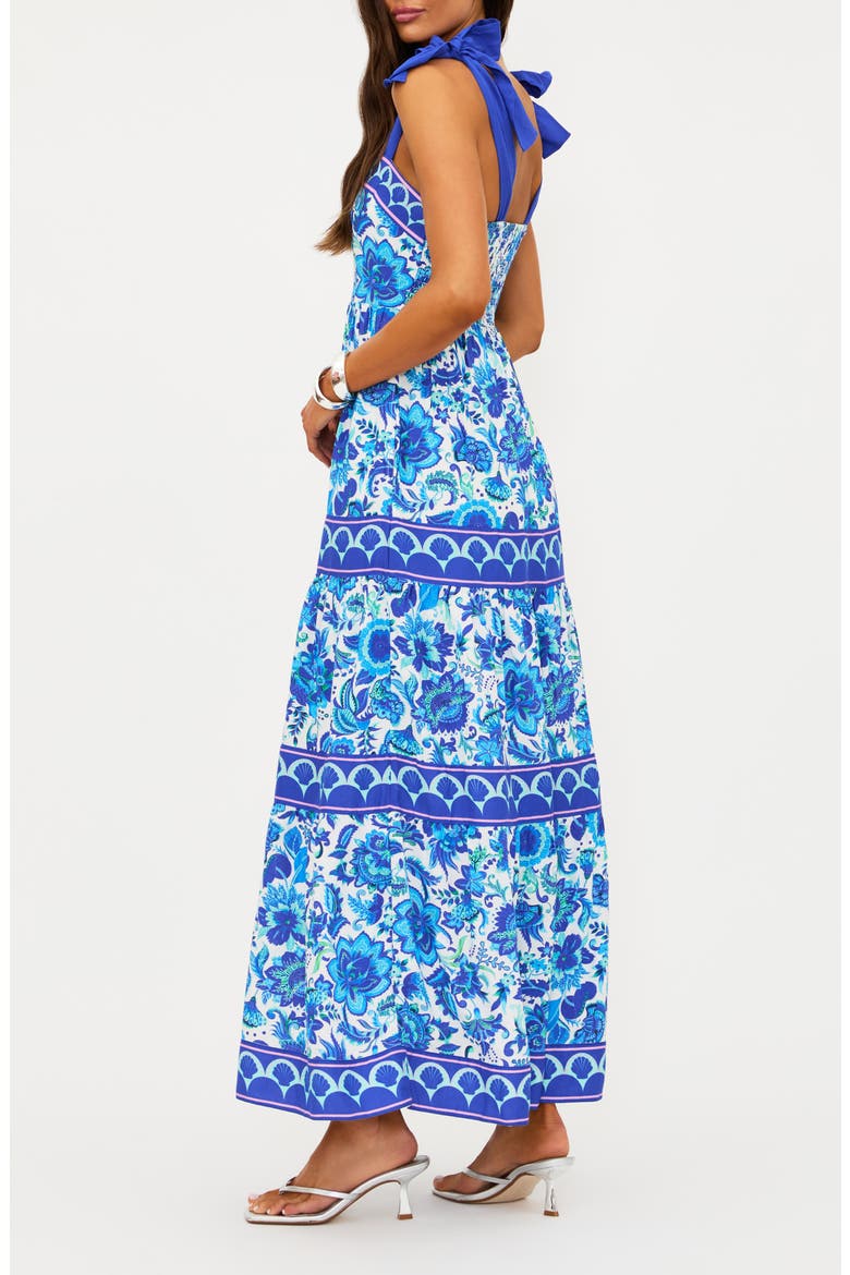 Floral Tie Strap Cover-Up Maxi Dress, Alternate, color, ROYAL RIVIERA