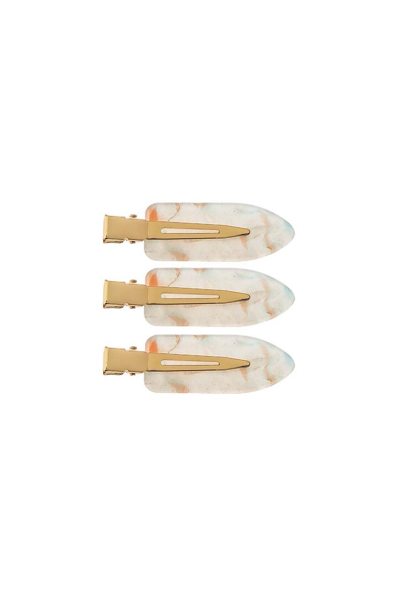 Shimmer Acrylic Creaseless Hair Clip Trio, Main, color, White