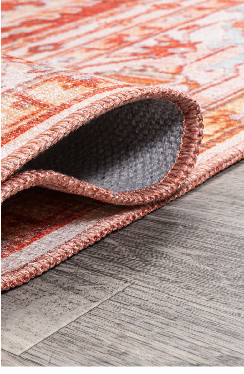 JONATHAN Y Asa Ornate Medallion Machine-Washable Round Area Rug, Alternate, color, Orange/Cream - Round