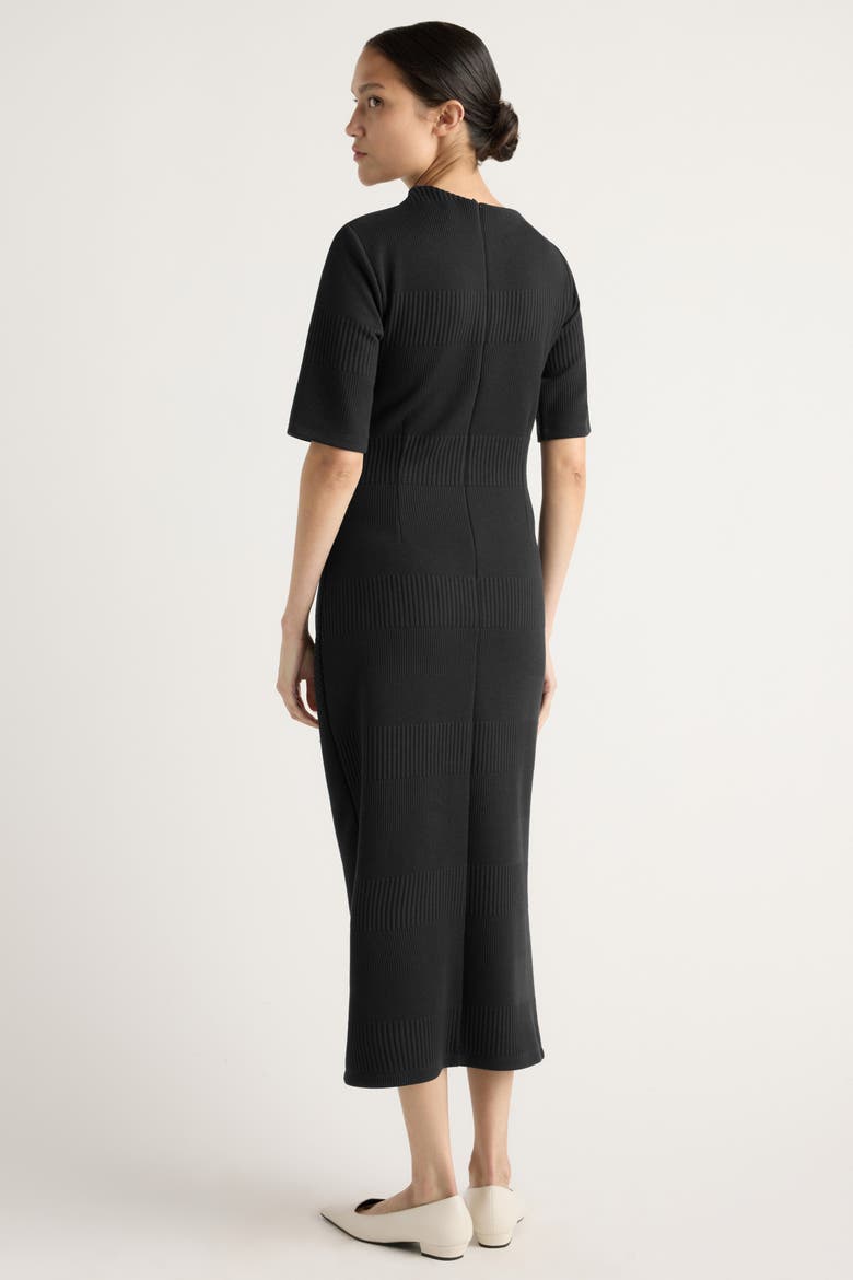 Evie Ribbed-Knit Jersey Dress, Alternate, color, Black