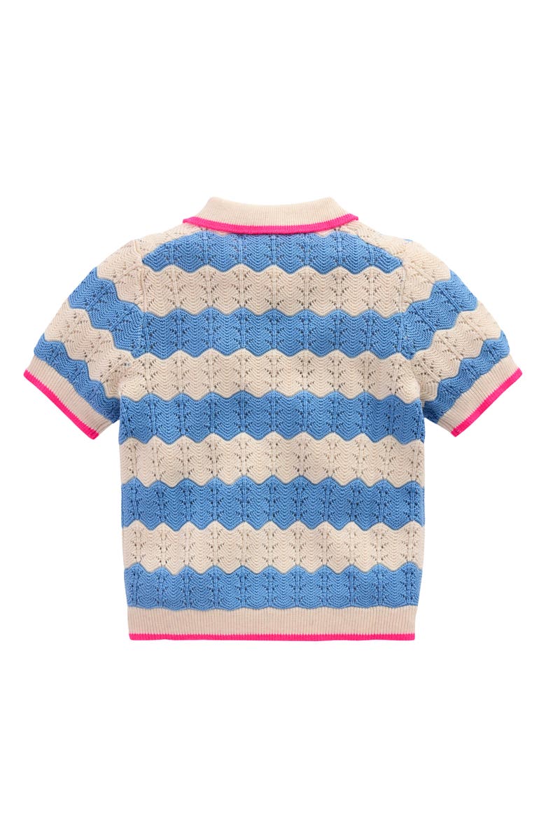 Mini Boden Kids' Pointelle Knit Polo, Alternate, color, Wave Blue