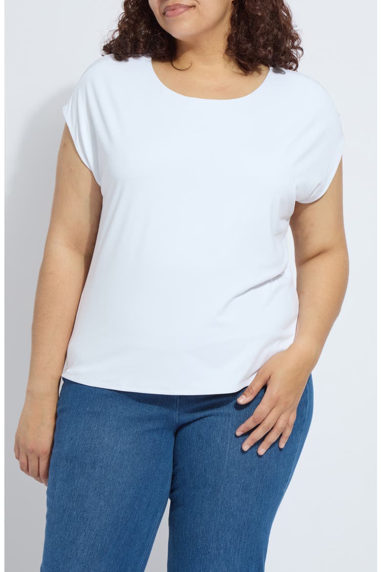 'Lyssentials Cap Sleeve T-Shirt, Main, color, WHITE