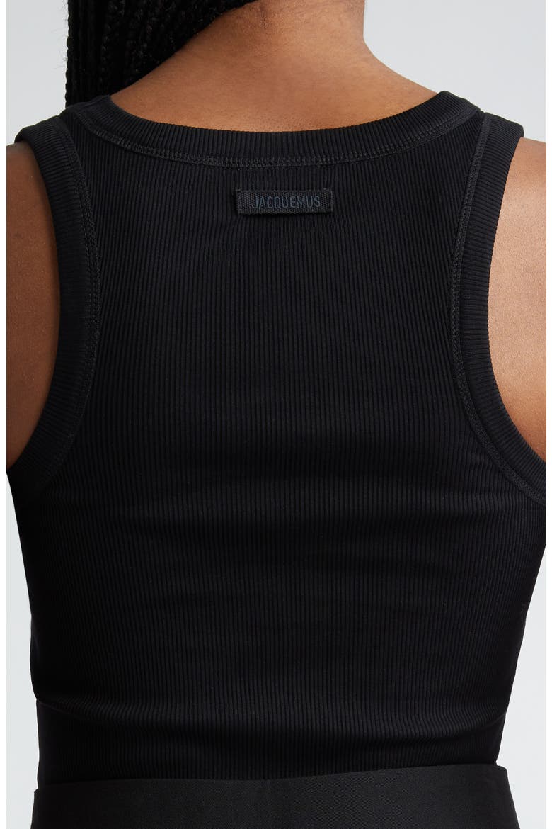 Le Débardeur Logo Embroidered Grosgrain Tank Top, Alternate, color, BLACK