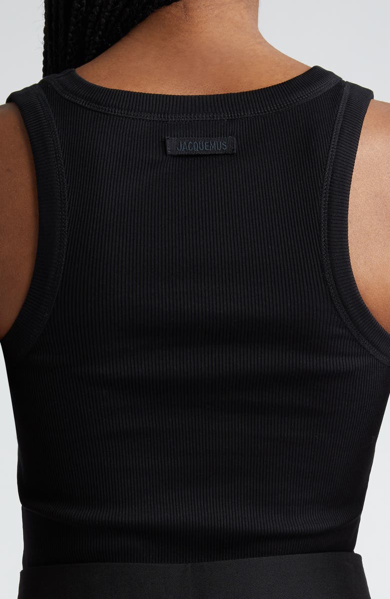Jacquemus Le Débardeur Logo Embroidered Grosgrain Tank Top, Alternate, color,
