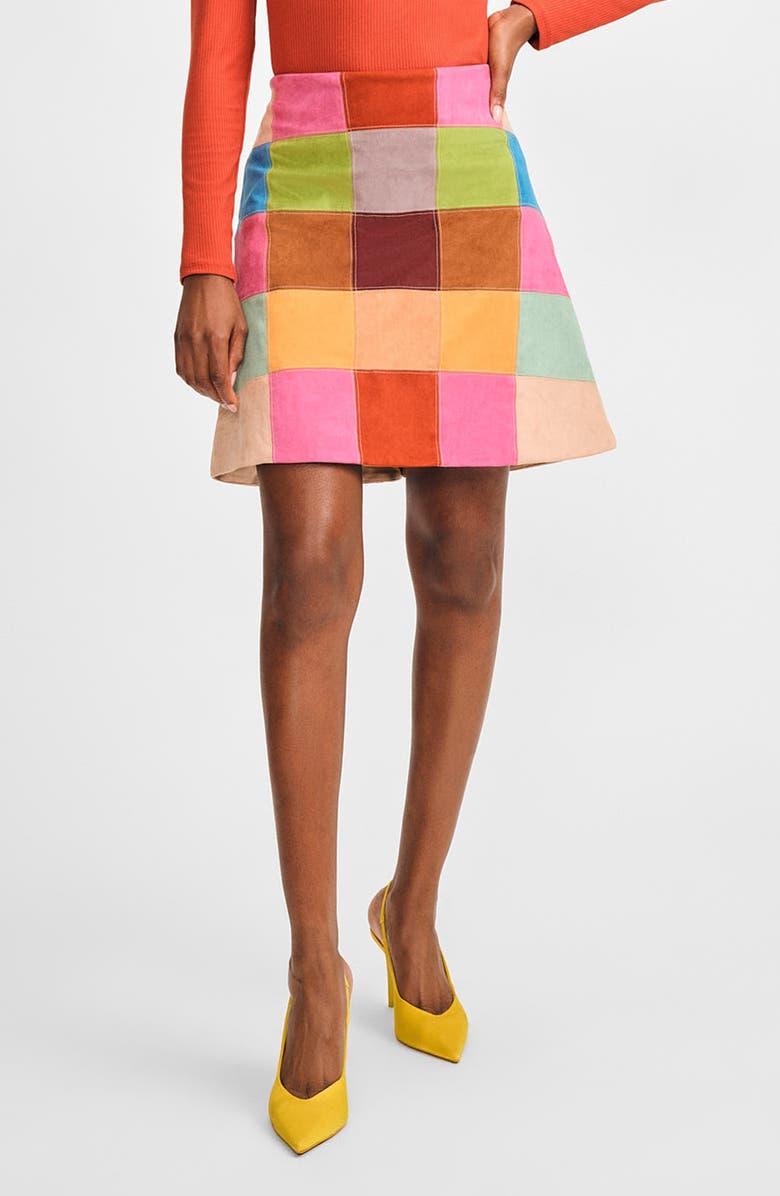 Isaac Mizrahi New York Multicolor Patchwork Skirt, Main, color,