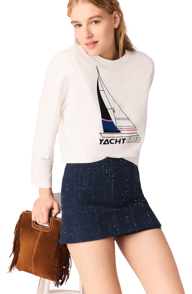 maje Boat print T-shirt, Main, color, White