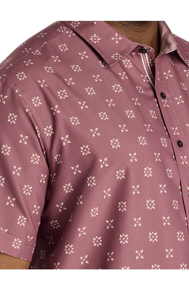 Synrgy by DXL Big & Tall Geometric Floral Microfiber Sport Shirt, Alternate, color, Pink