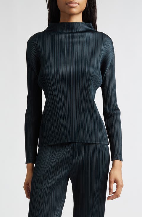 Monthly Colors November Pleated Funnel Neck Top