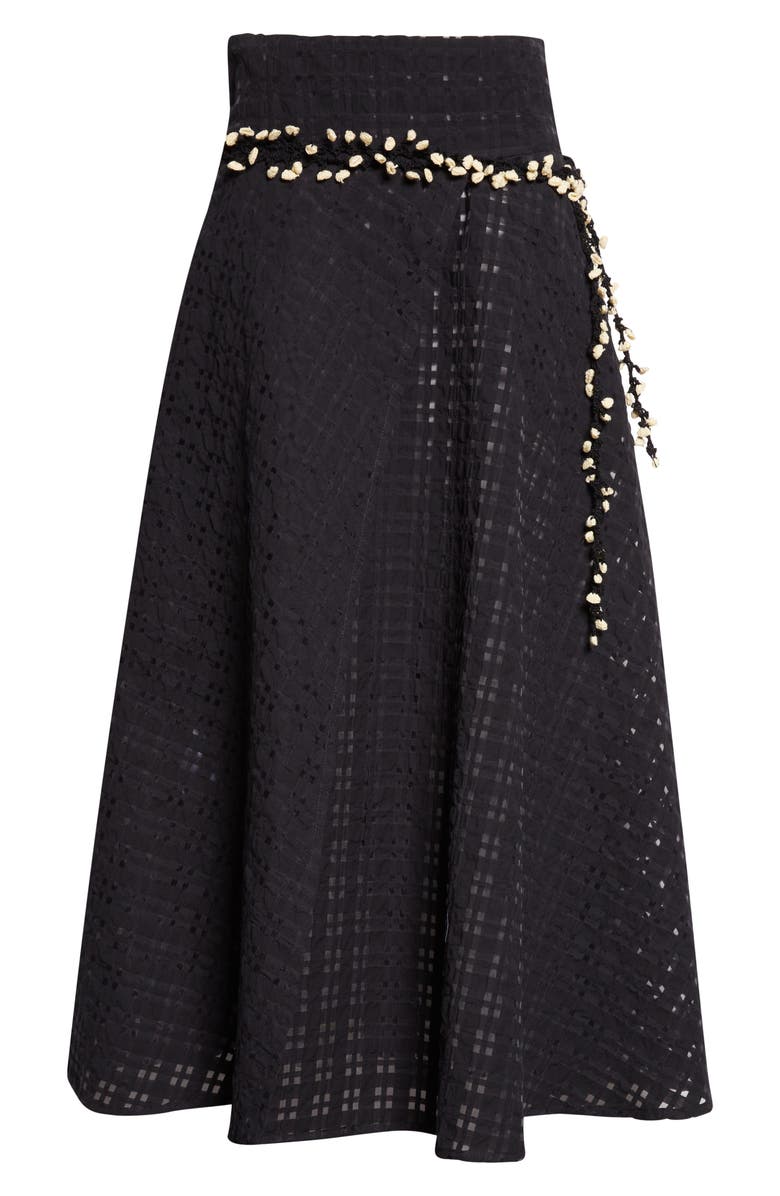 KÚR Crochet Accent Sheer Check Wrap Skirt, Alternate, color, Black