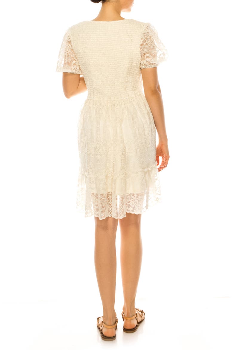 Lace Puff Sleeve Dress, Alternate, color, NATURAL
