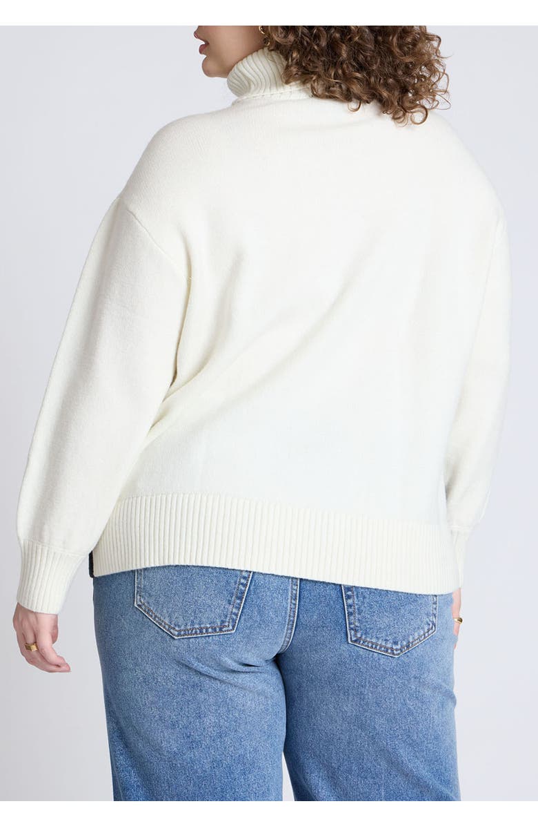 ELOQUII Mixed Knit Turtleneck, Alternate, color, Black White