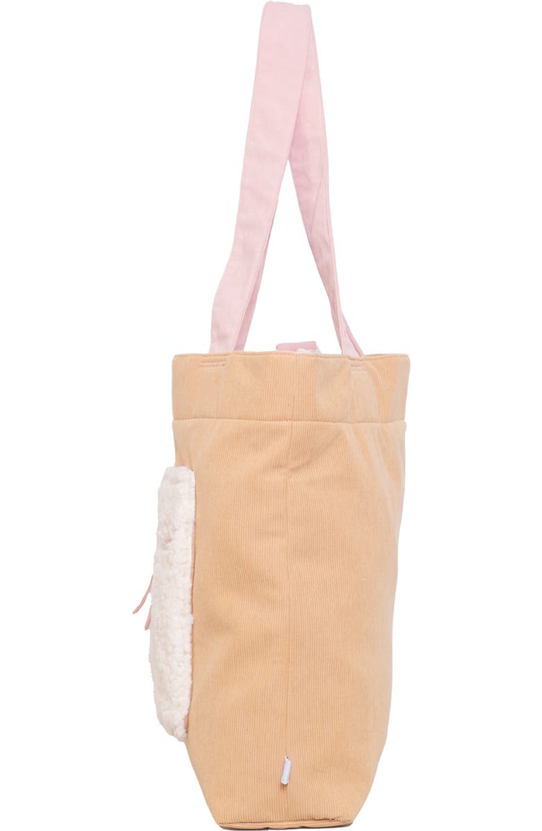 mimish Kids' Colorblock Corduroy & Faux Shearling Tote, Alternate, color, Curry/ Cotton Candy