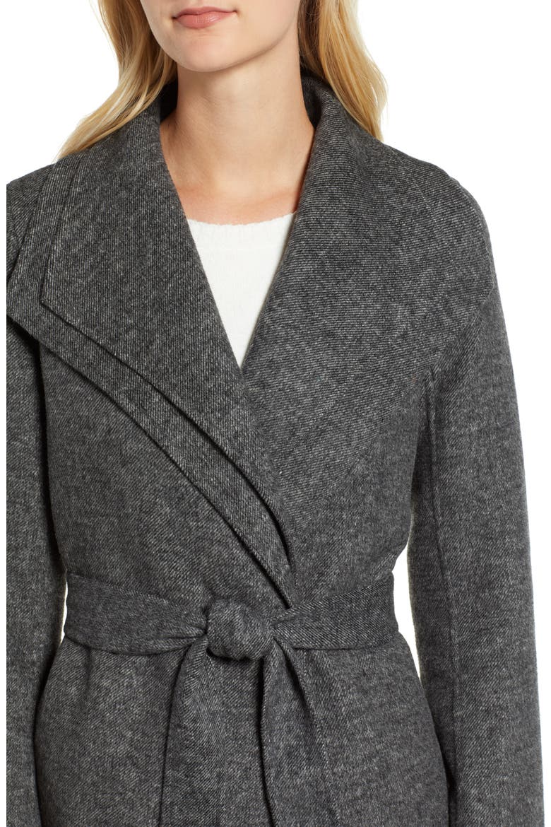 Elliot Wool Blend Wrap Coat, Alternate, color, GREY TWILL