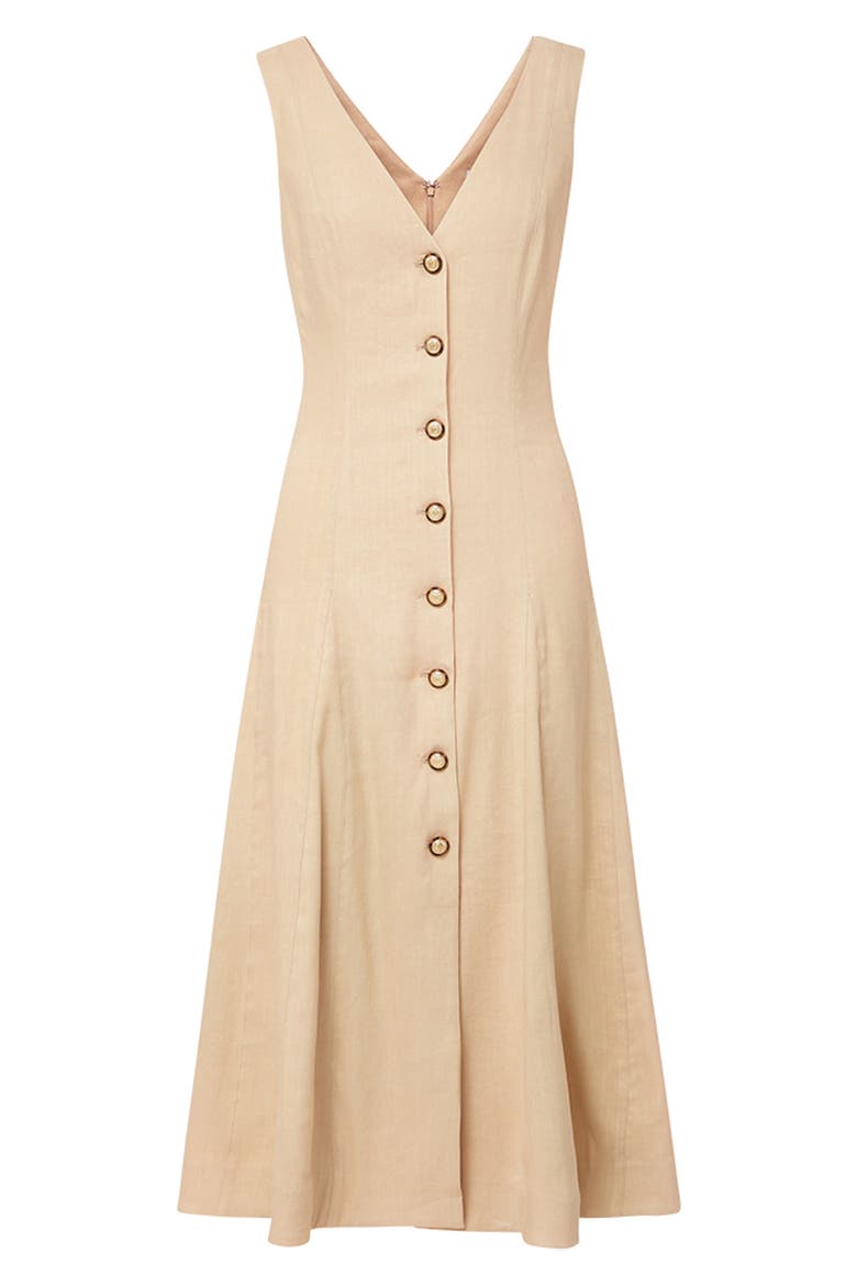Lou Linen Blend Dress, Alternate, color, STONE KHAKI