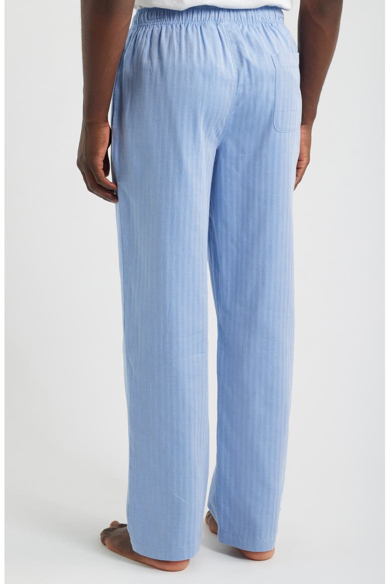 Signature Herringbone Cotton Pajama Pants, Alternate, color, BLUE/ NAVY PIPING