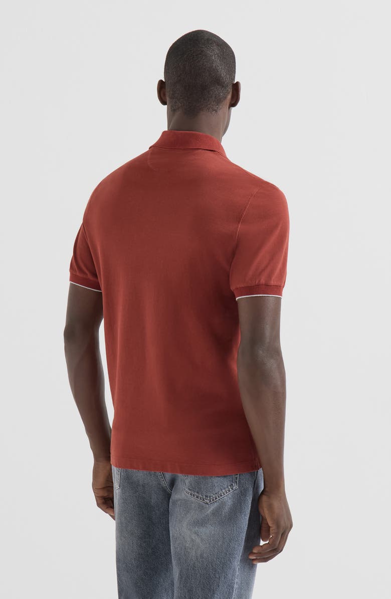 Brunello Cucinelli Cotton piqué polo shirt with logo, Alternate, color, Grey