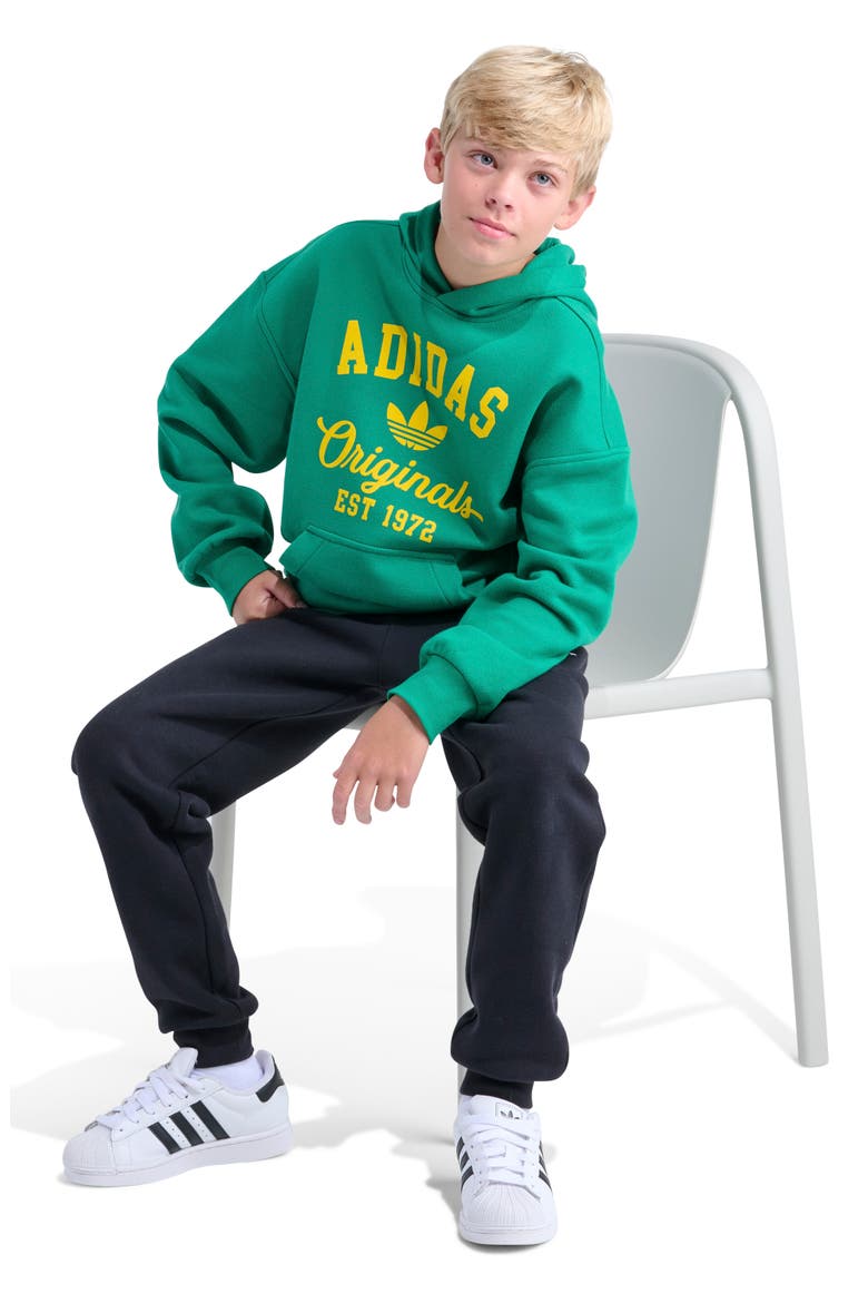 Kids' Varsity Cotton Blend Fleece Hoodie, Alternate, color, GREEN