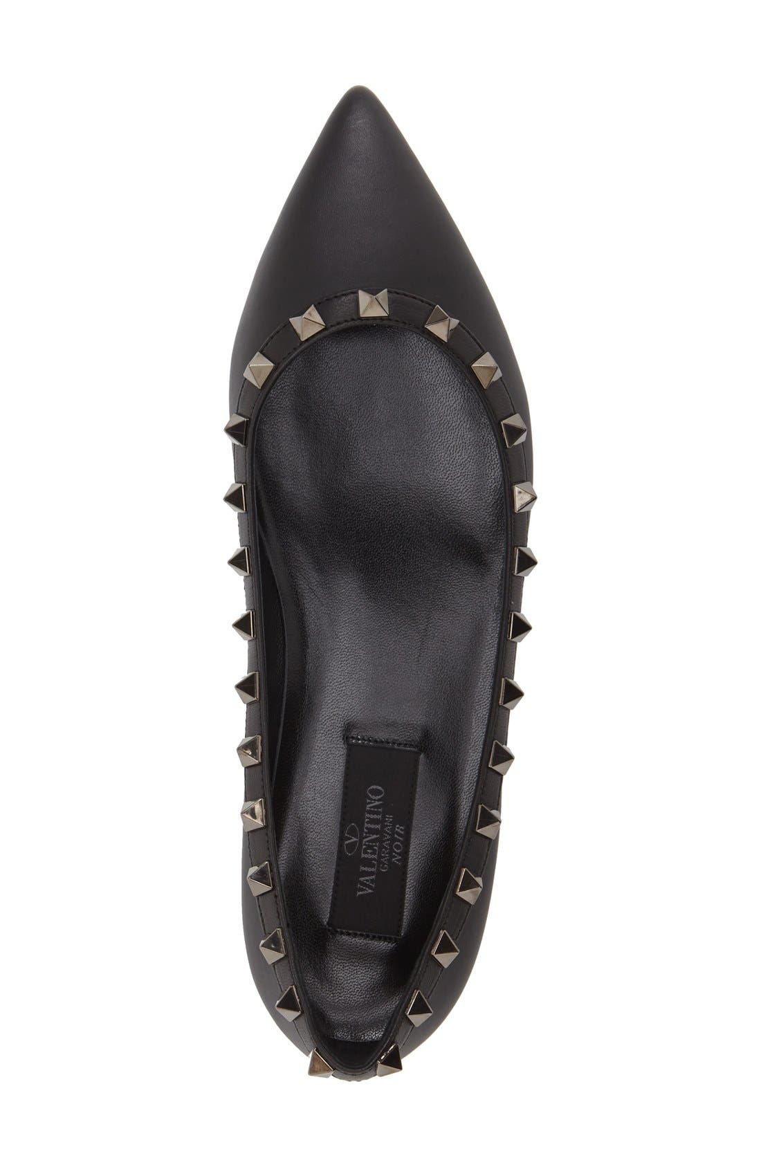 Valentino Garavani Rockstud Pointed Toe Flat, Alternate, color, 
