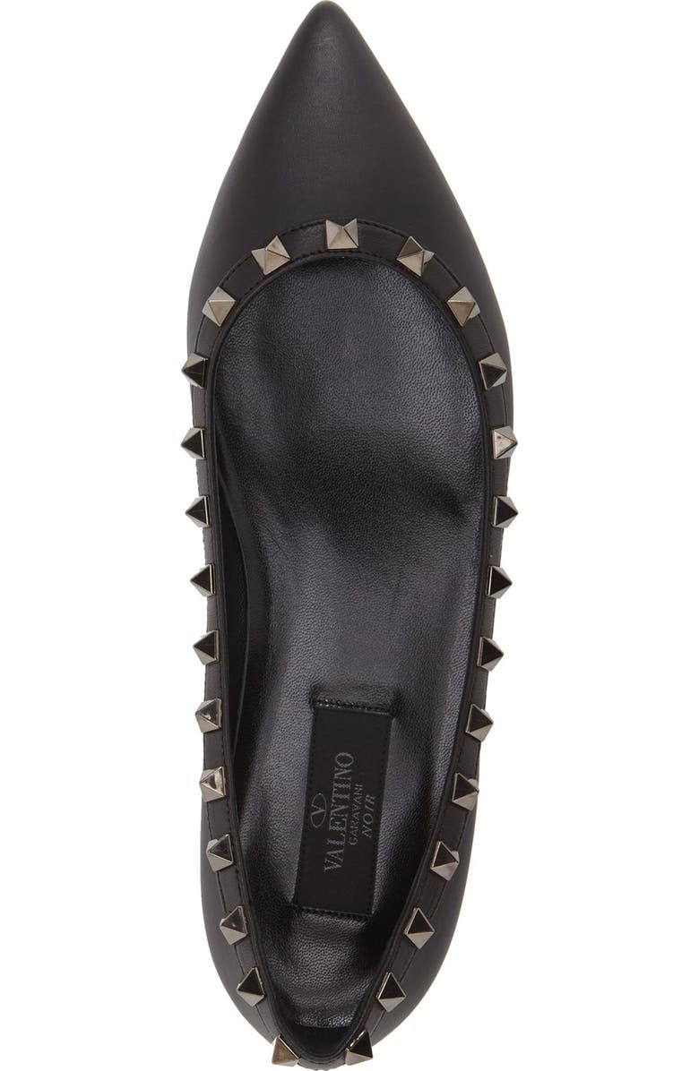 Valentino Garavani Rockstud Pointed Toe Flat, Alternate, color,