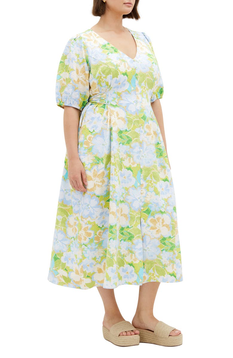 City Chic Roselle Floral Midi Dress, Alternate, color, Pastel Floral