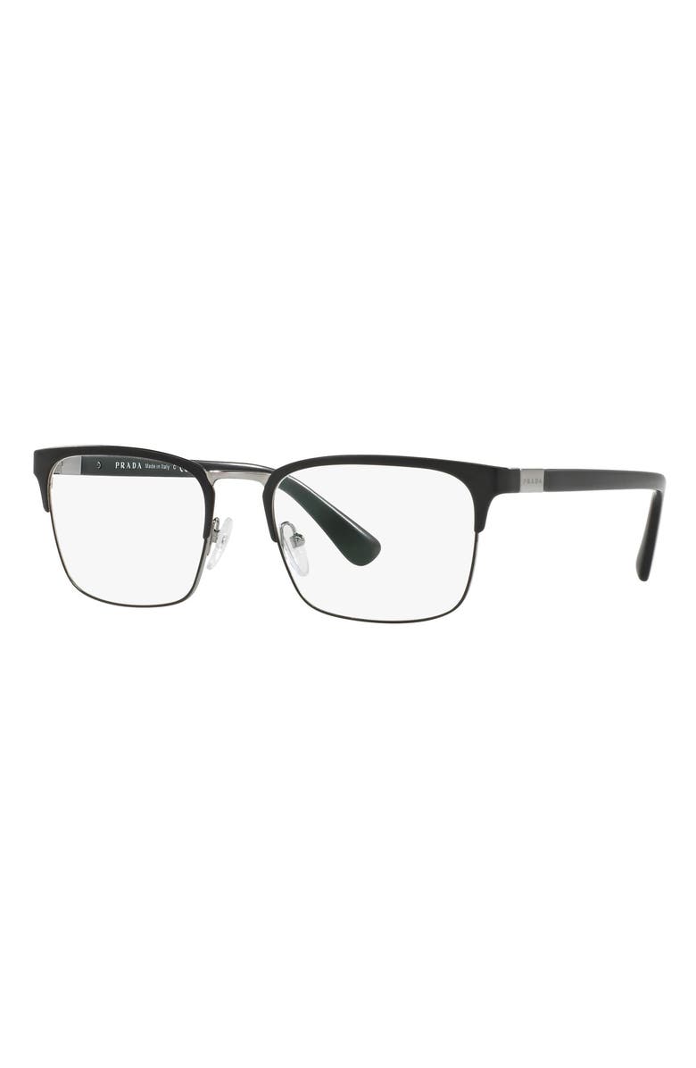 Prada Heritage 56mm Square Optical Glasses, Alternate, color, Matte Black