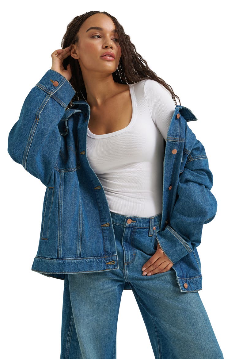 Mega Denim Trucker Jacket, Alternate, color, ACE