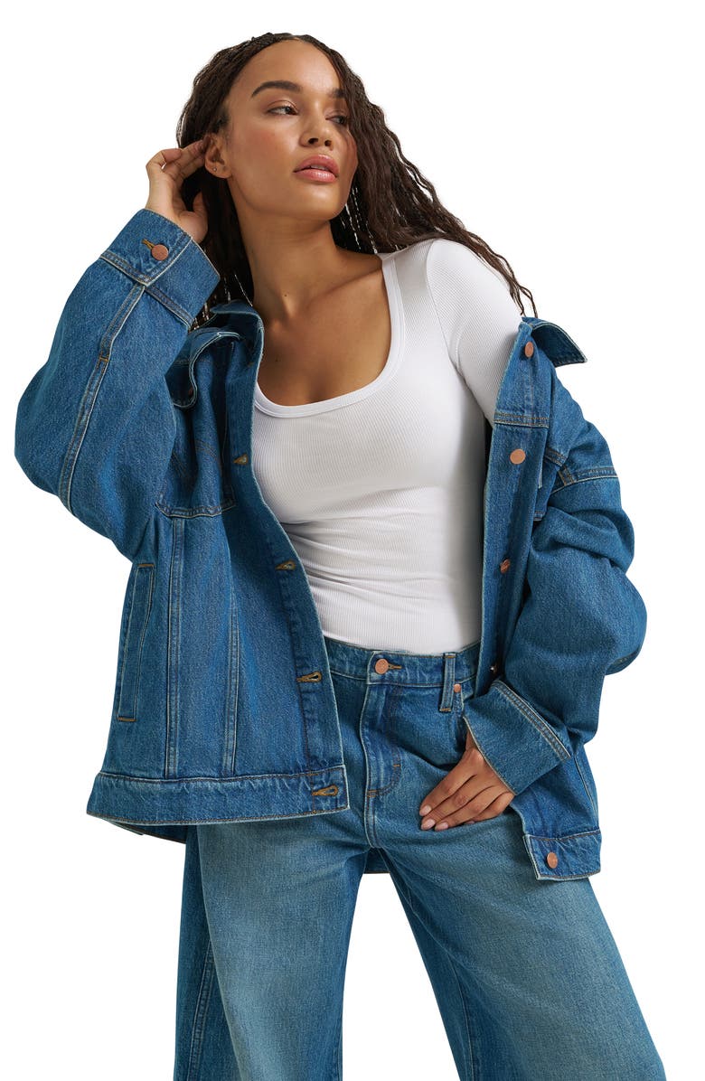Wrangler Mega Denim Trucker Jacket, Alternate, color, Ace