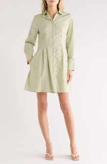 Halogen® Stripe Long Sleeve Cotton Shirtdress
