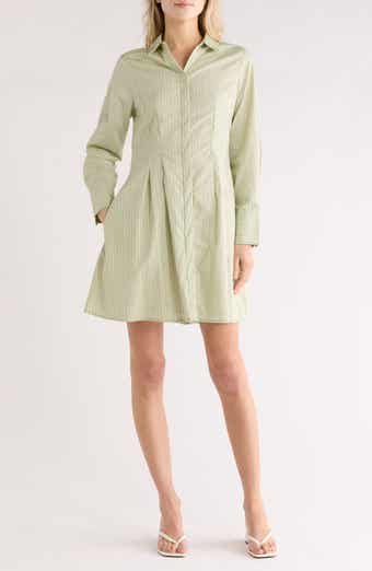 Halogen® Stripe Long Sleeve Cotton Shirtdress