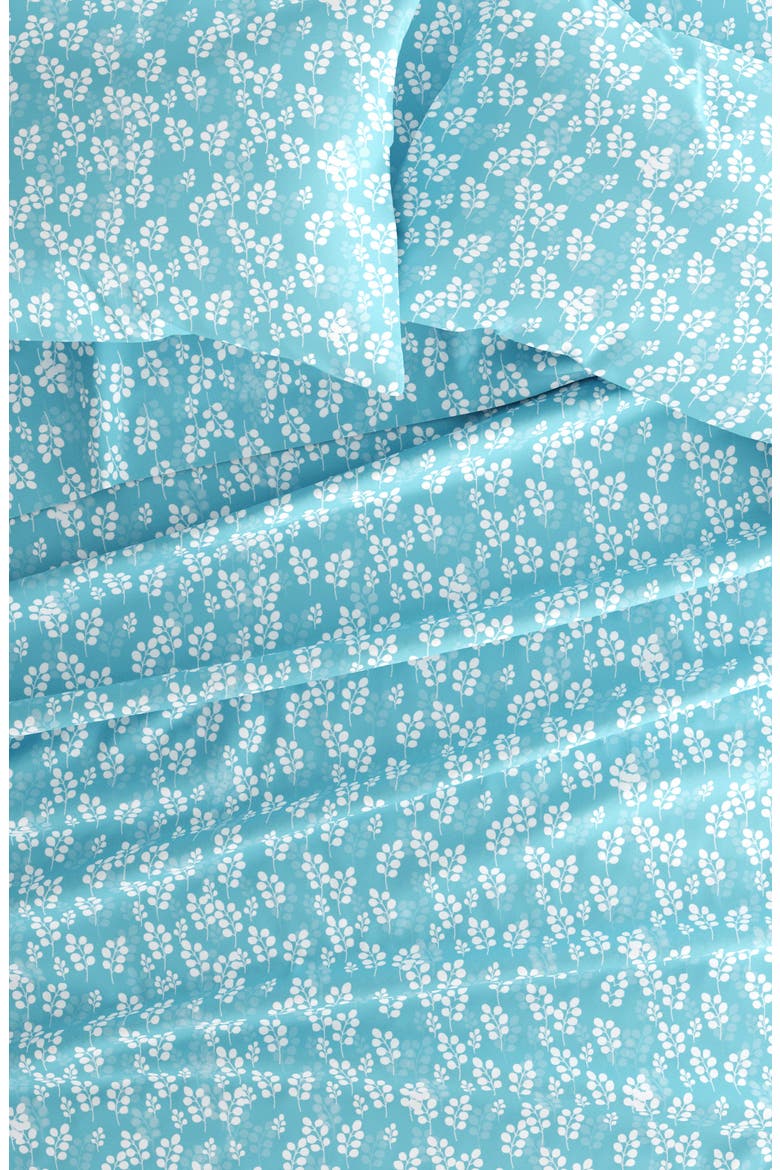 Home Spun Premium Ultra Soft Wheat Pattern 4-Piece Bed Sheet Set, Alternate, color, PALE BLUE