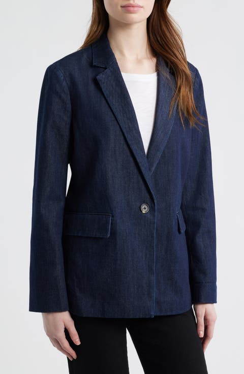 Jennie One-Button Denim Blazer