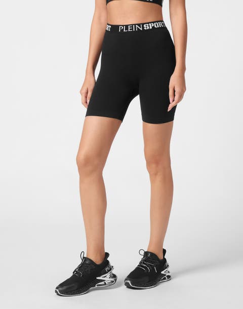 Rib Seamless Biker Shorts Logo Women