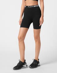 PLEIN SPORT Rib Seamless Biker Shorts Logo Women