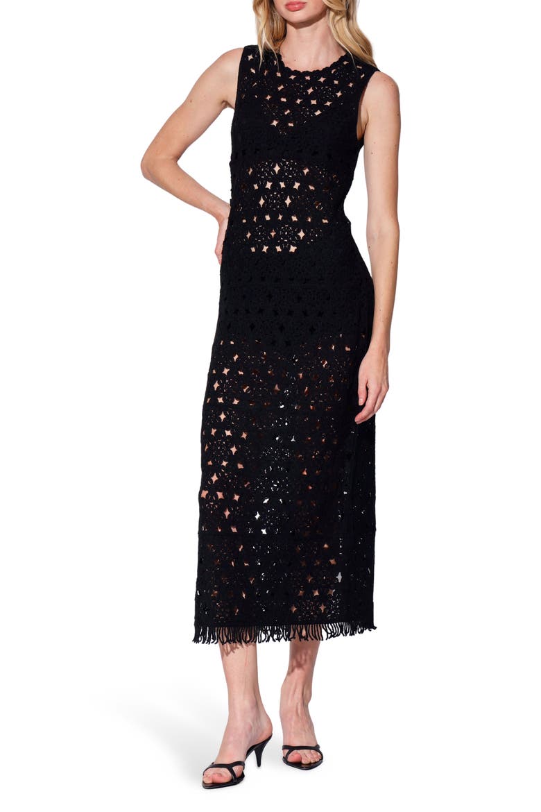 Brianna Openwork Maxi Dress, Main, color, BLACK