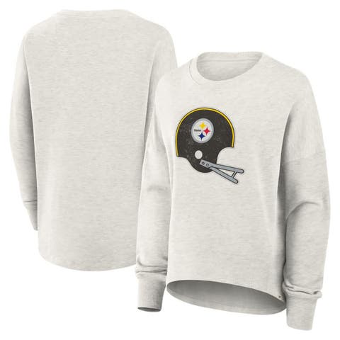 Women's Fanatics Heather Gray Pittsburgh Steelers Oversized Hometown Pullover Sweatshirt