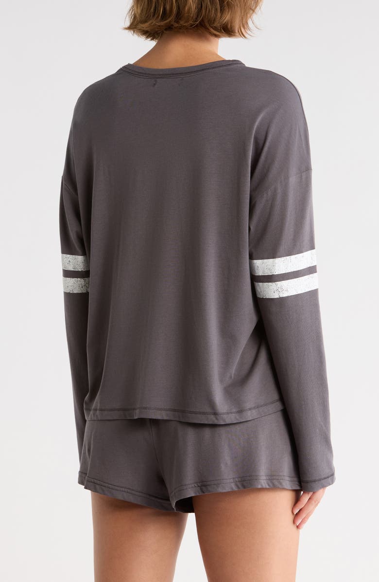 PJ Salvage Long Sleeve Graphic T-Shirt & Shorts Pajamas, Alternate, color, Charcoal