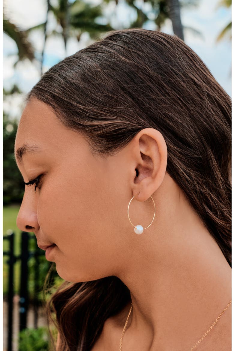 Freshwater Pearl Hoop Earrings, Alternate, color, GOLD