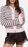 Blu Pepper Striped Fuzzy Cardigan