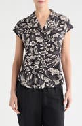 T Tahari Cap Sleeve Linen Blend Button-Up Shirt