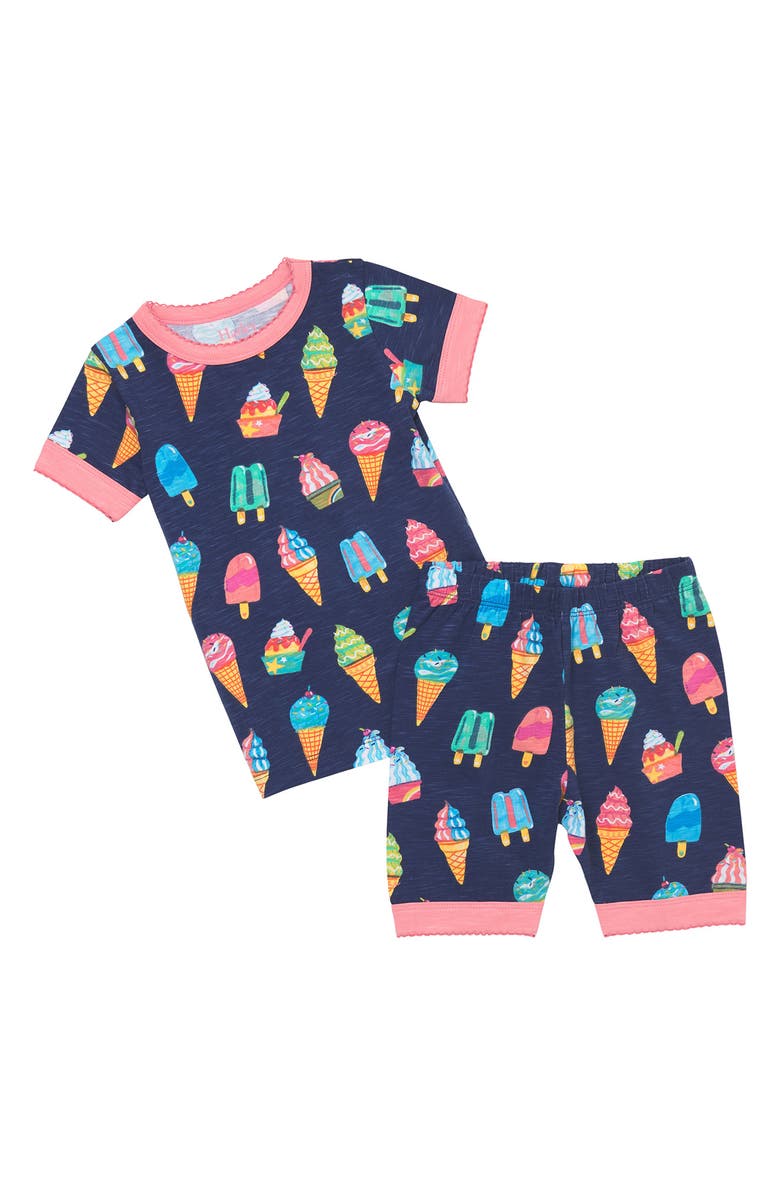 Hatley Kids' Ice Cream Treats Fitted Two-Piece Short Pajamas, Main, color, Patriot Blue