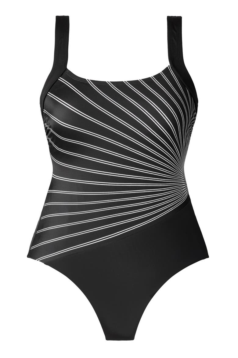 Squareneck Illusion Tank Chlorine Resistant One-Piece Swimsuit, Alternate, color, Optic Rays