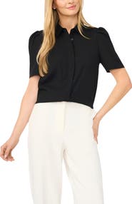 Halogen® Puff Sleeve Button-Up Top