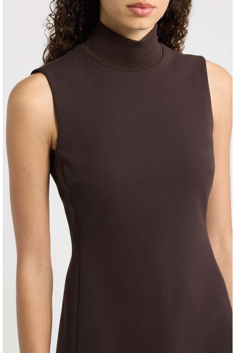 Mock Neck A-Line Dress, Alternate, color, CACAO - DAJ