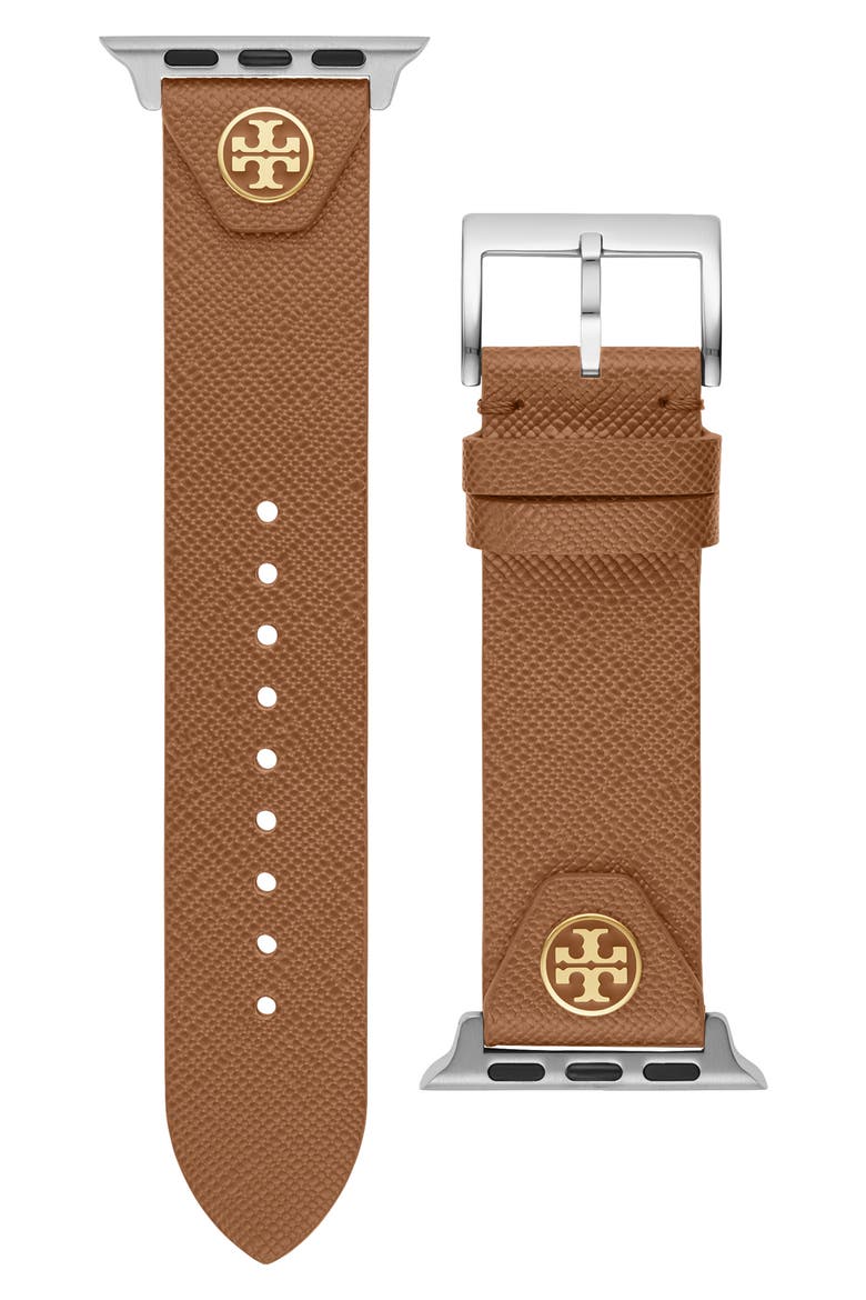 The Studs Leather 20mm Apple Watch® Watchband (Nordstrom Exclusive), Main, color, LUGGUAGE