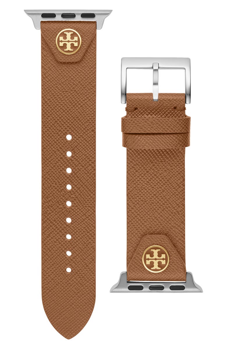 Tory Burch The Studs Leather 20mm Apple Watch<sup>®</sup> Watchband, Main, color, 