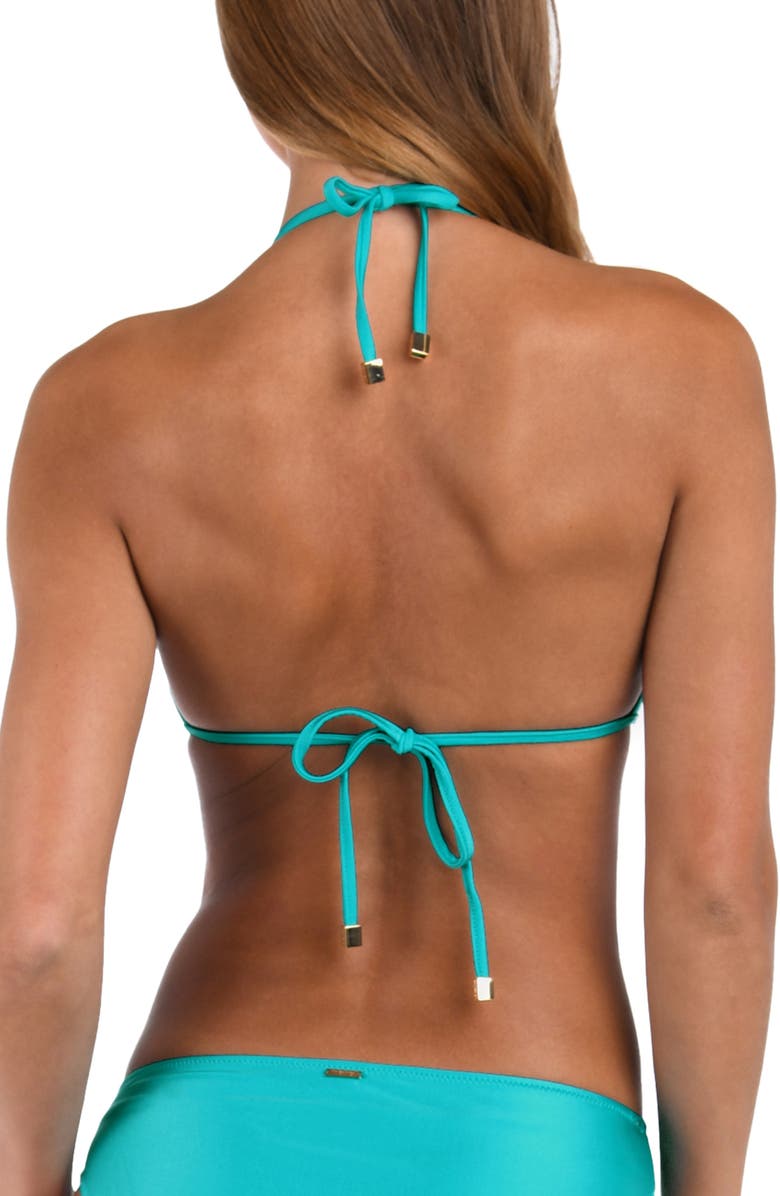 L'AGENCE Annabelle ShimmerTriangle Bikini Top, Alternate, color, Aqua