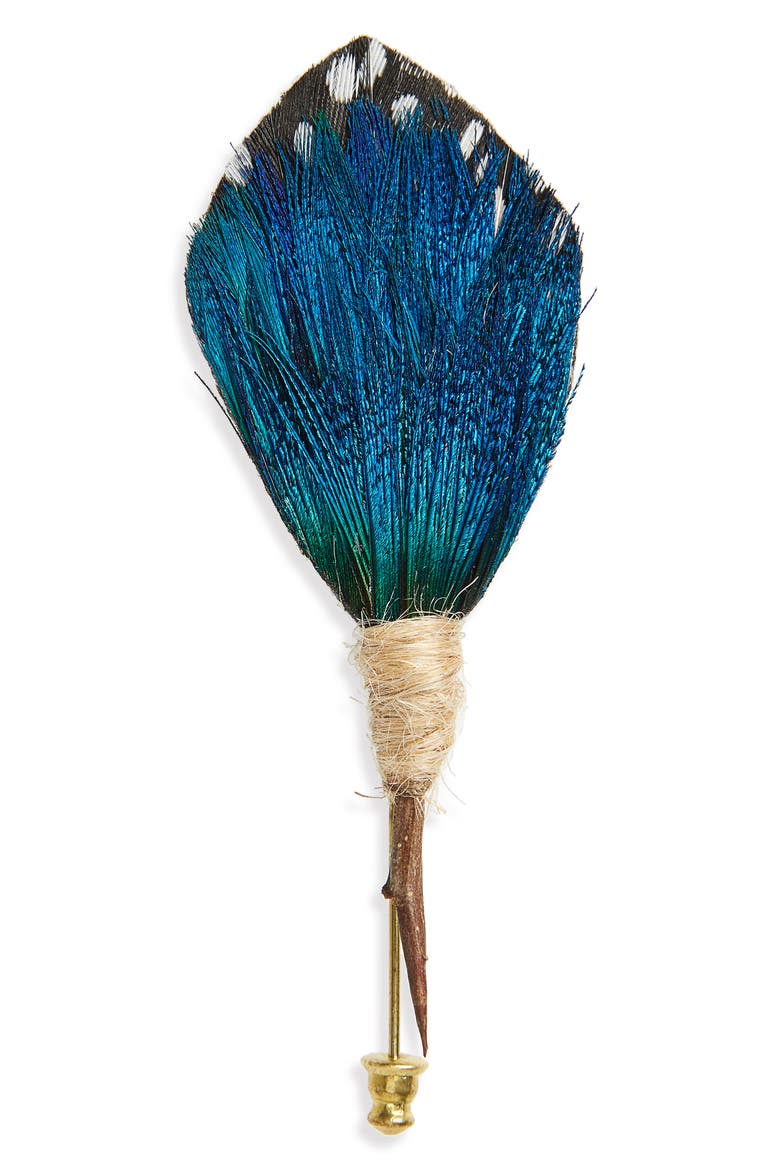Twilight Feather Lapel Pin, Main, color, BLUE